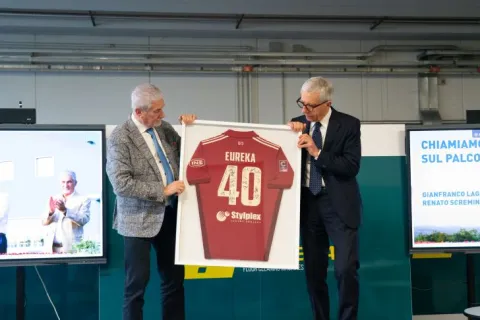 Scremin e Lago - maglia commemorativa AS Cittadella, per i 40 anni di Eureka